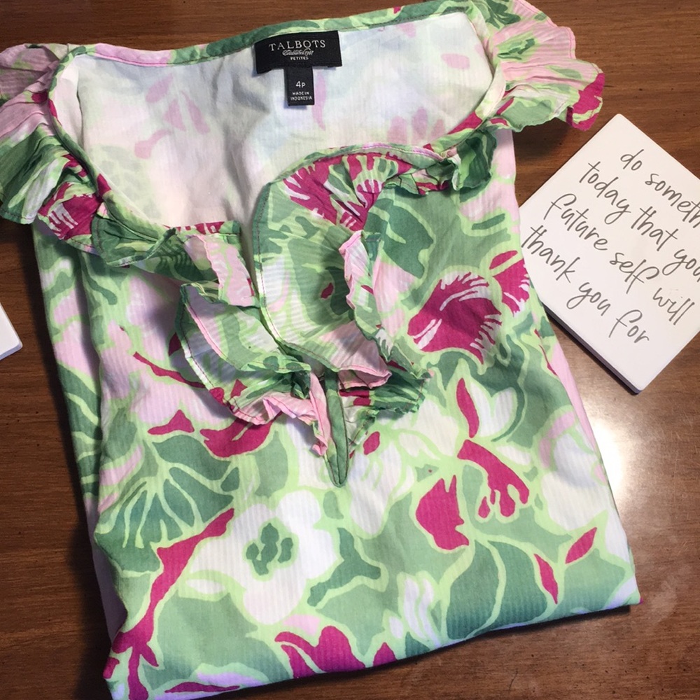 Talbots Ruffles Floral Blouse - Picture 2 of 7
